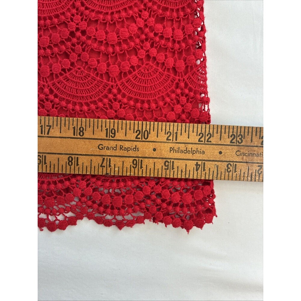 Talbots RSVP Off Shoulder Top XL Red Cotton Crochet Lace Scalloped Romantic Chic - Picture 10 of 14